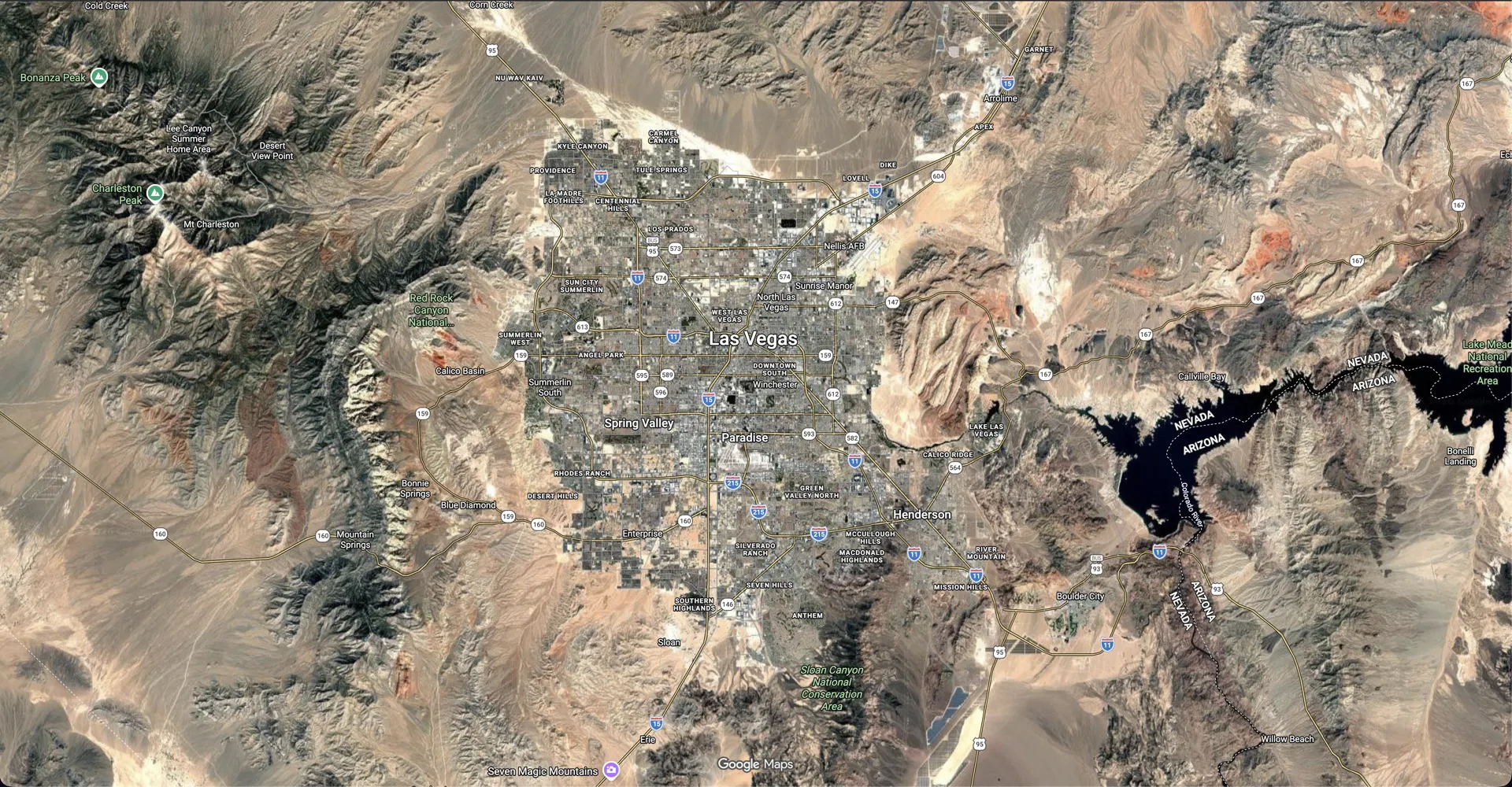 Satellite view of the Las Vegas Valley service area